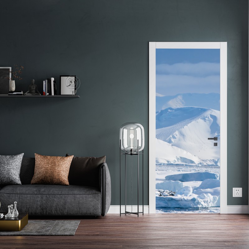 Naklejka na drzwi śnieżna panorama górska – Wallissimo® Naklejka na drzwi śnieżna panorama górska – Wallissimo®