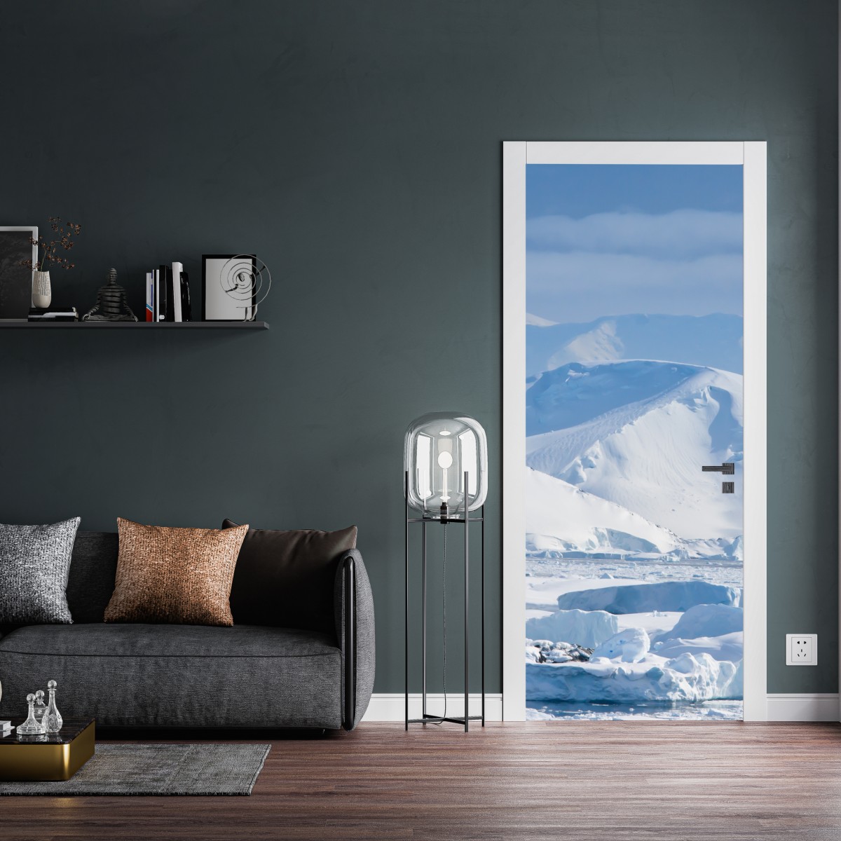 Naklejka na drzwi śnieżna panorama górska – Wallissimo® Naklejka na drzwi śnieżna panorama górska – Wallissimo®