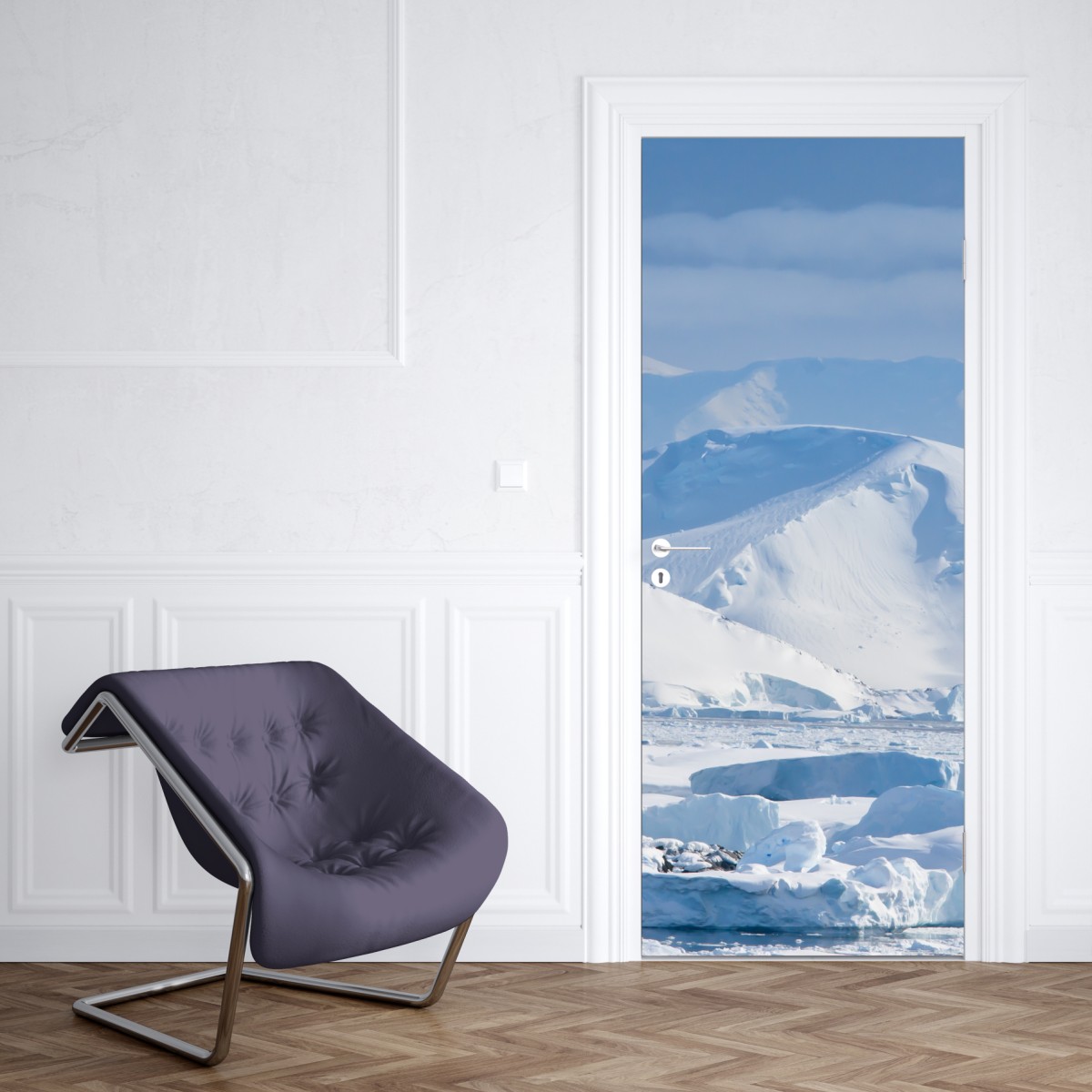 Naklejka na drzwi śnieżna panorama górska – Wallissimo® Naklejka na drzwi śnieżna panorama górska – Wallissimo®