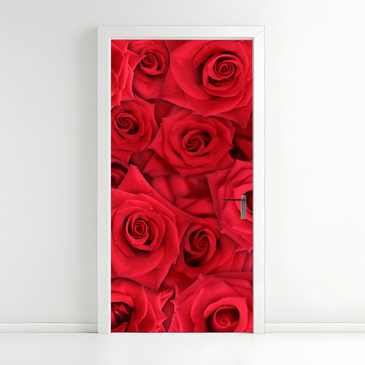 Door sticker vibrant red roses collage