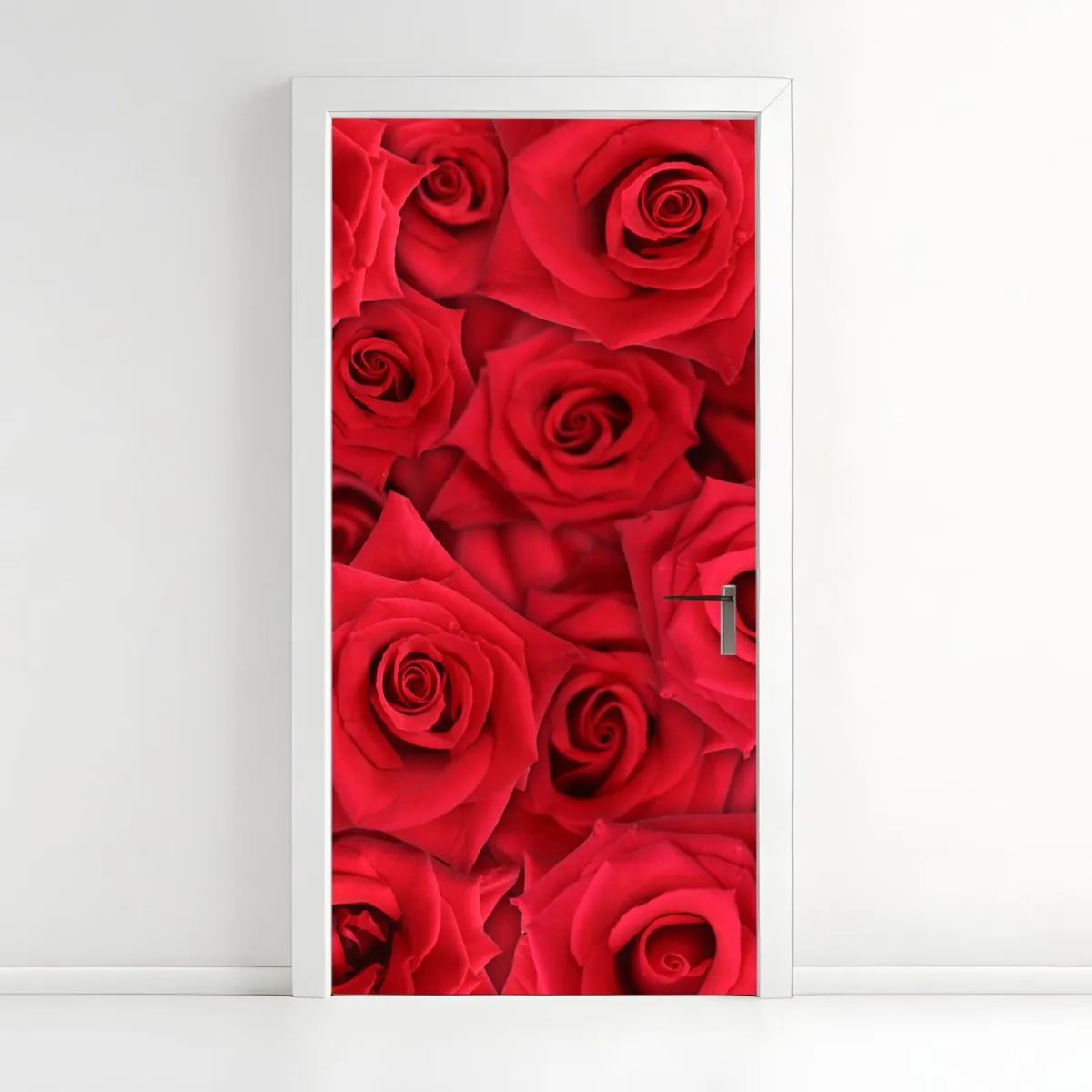 Naklejka na drzwi żywe czerwone róże kolaż – Wallissimo® Naklejka na drzwi żywe czerwone róże kolaż – Wallissimo®