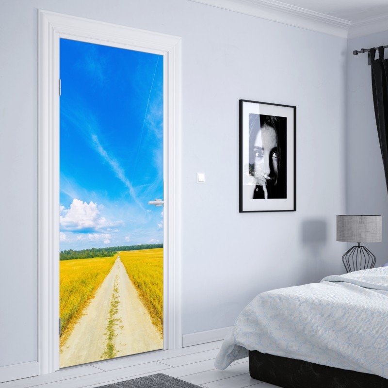 Naklejka na drzwi eteryczna niebieska jaskinia lodowa – Wallissimo®