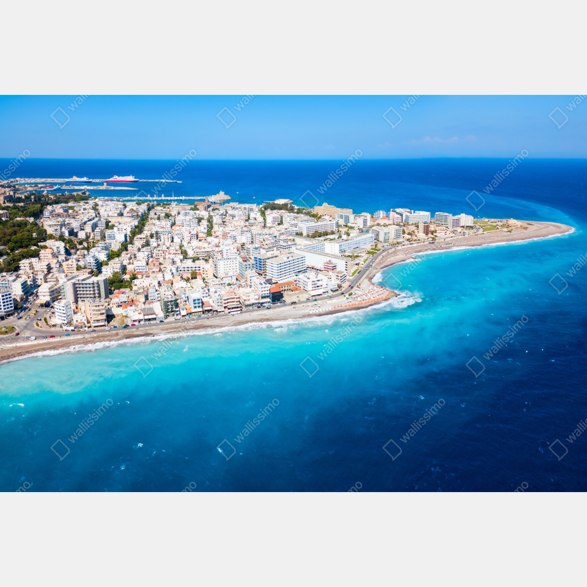 Naklejka na drzwi panorama lotnicza wybrzeża Rodos – Wallissimo® Naklejka na drzwi panorama lotnicza wybrzeża Rodos – Wallissimo®