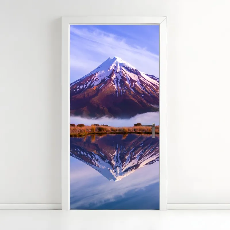 Naklejka na drzwi granatowy motyw z złotymi konturami kwiatów – Wallissimo®