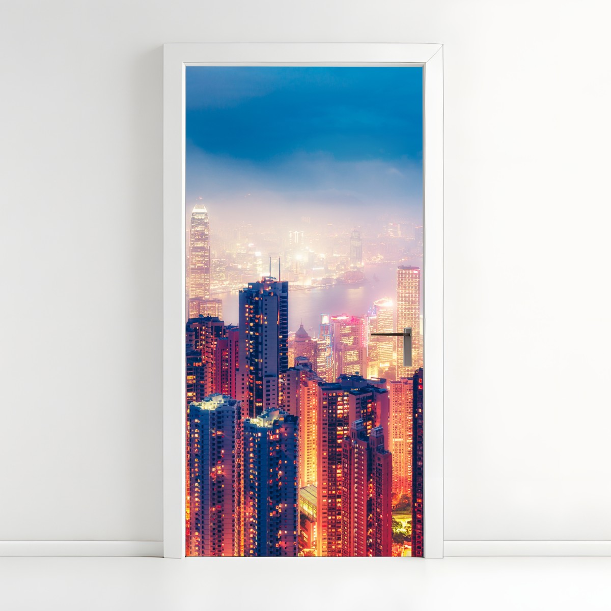 Door sticker Hong Kong night skyline from Victoria Peak