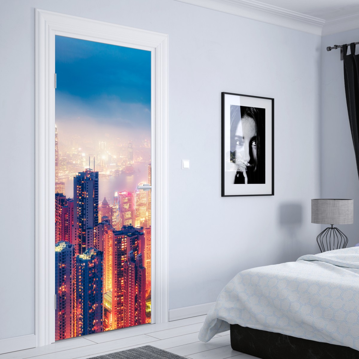 Naklejka na drzwi Hongkong nocna panorama z Victoria Peak – Wallissimo® Naklejka na drzwi Hongkong nocna panorama z Victoria Peak – Wallissimo®