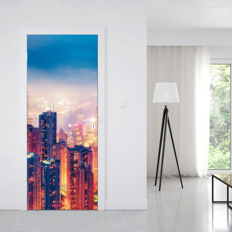 Naklejka na drzwi Hongkong nocna panorama z Victoria Peak – Wallissimo® Naklejka na drzwi Hongkong nocna panorama z Victoria Peak – Wallissimo®