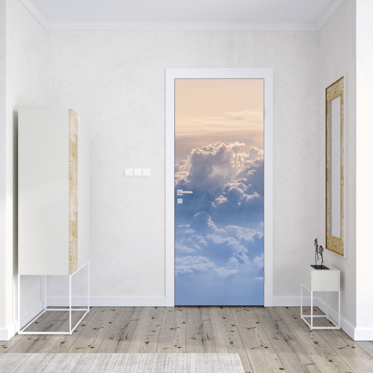 Naklejka na drzwi delikatne chmury nad błękitnym niebem – Wallissimo® Naklejka na drzwi delikatne chmury nad błękitnym niebem – Wallissimo®