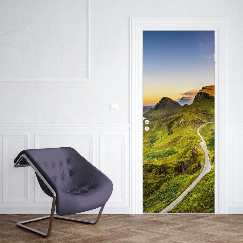Naklejka na drzwi zachód słońca nad Quiraing, Isle of Skye – Wallissimo® Naklejka na drzwi zachód słońca nad Quiraing, Isle of Skye – Wallissimo®