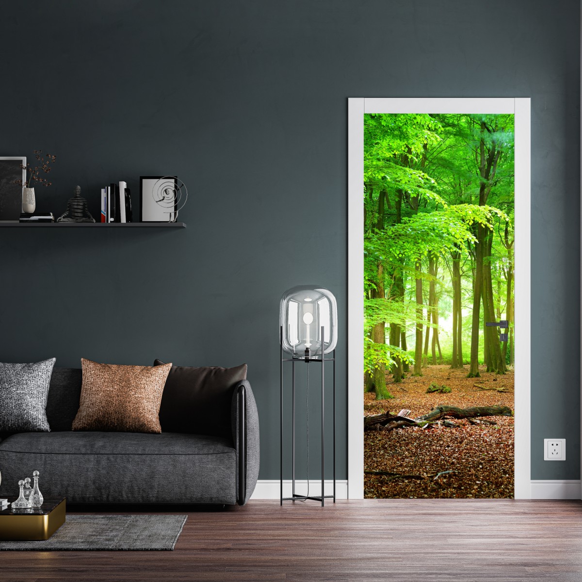 Naklejka na drzwi słoneczny zielony las – Wallissimo® Naklejka na drzwi słoneczny zielony las – Wallissimo®