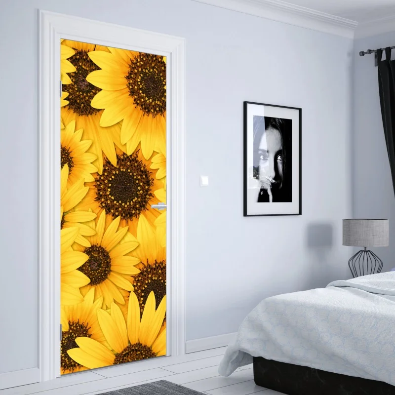 Naklejka na drzwi złote słoneczniki – Wallissimo® Naklejka na drzwi złote słoneczniki – Wallissimo®