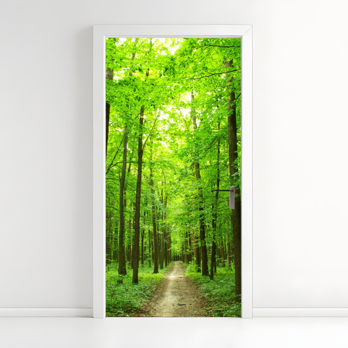 Door sticker tranquil forest pathway