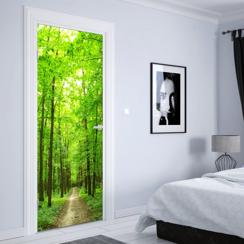 Naklejka na drzwi spokojna leśna ścieżka – Wallissimo® Naklejka na drzwi spokojna leśna ścieżka – Wallissimo®