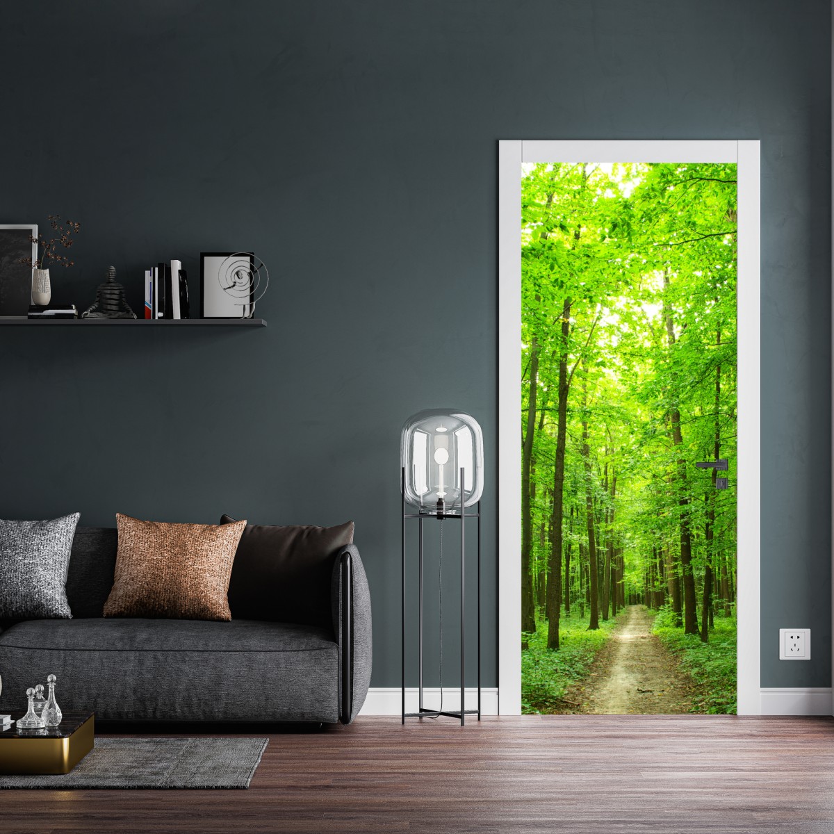 Naklejka na drzwi spokojna leśna ścieżka – Wallissimo® Naklejka na drzwi spokojna leśna ścieżka – Wallissimo®