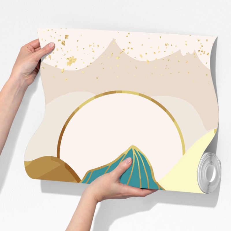 Fototapeta turkusowe góry o złotych akcentach – Wallissimo® Fototapeta turkusowe góry o złotych akcentach – Wallissimo®