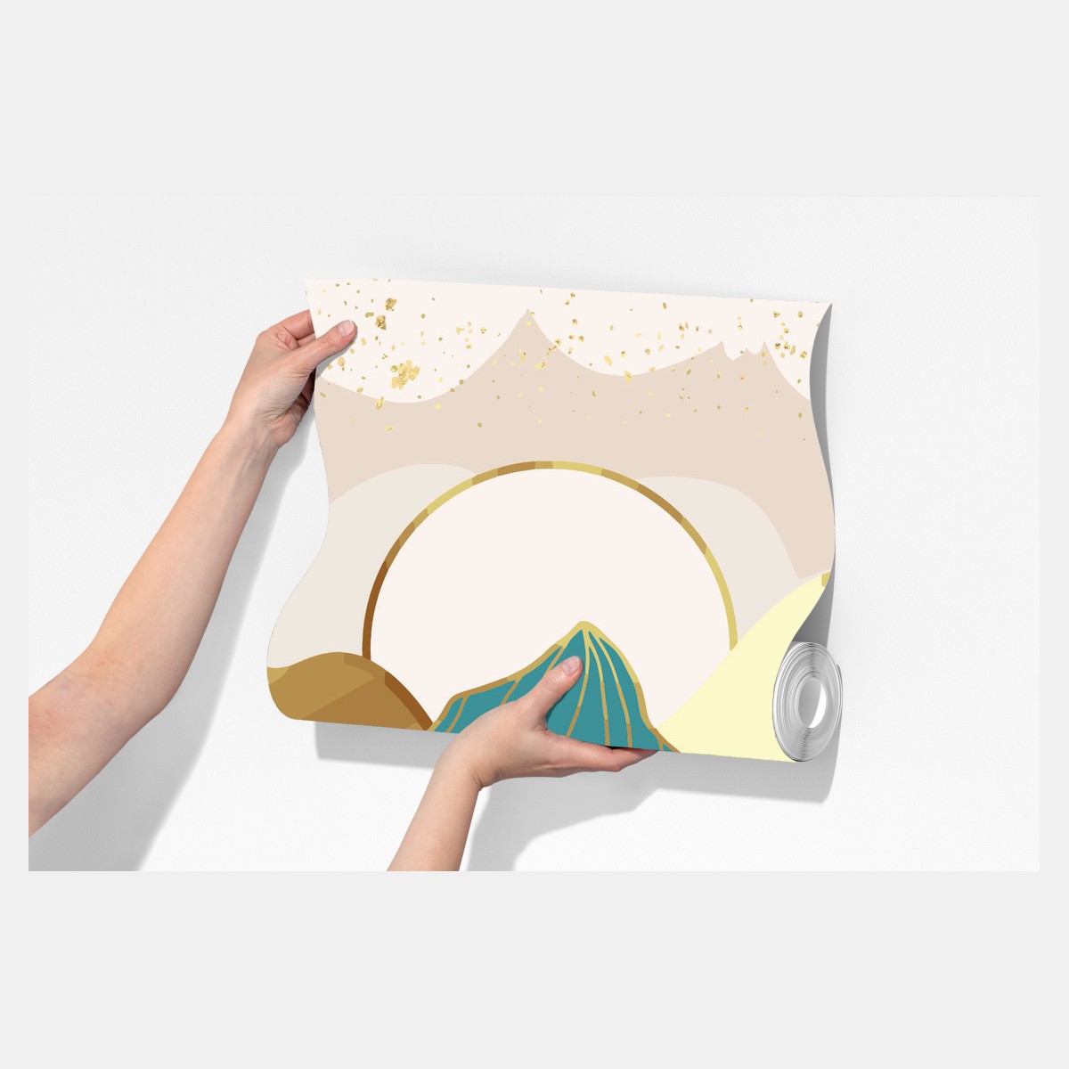 Fototapeta turkusowe góry o złotych akcentach – Wallissimo® Fototapeta turkusowe góry o złotych akcentach – Wallissimo®