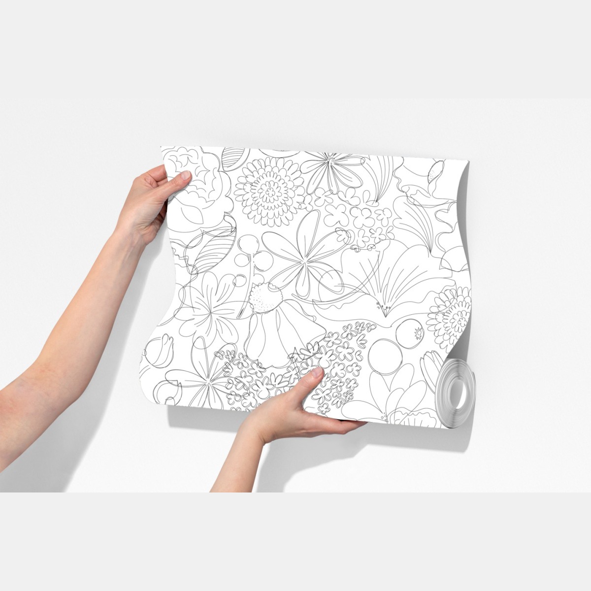 Fototapeta delikatny ręcznie rysowany kwiatowy wzór liniowy – Wallissimo® Fototapeta delikatny ręcznie rysowany kwiatowy wzór liniowy – Wallissimo®