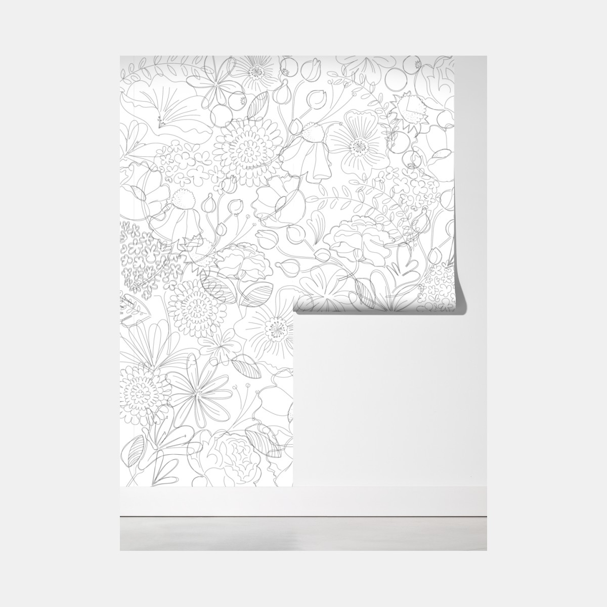 Fototapeta delikatny ręcznie rysowany kwiatowy wzór liniowy – Wallissimo® Fototapeta delikatny ręcznie rysowany kwiatowy wzór liniowy – Wallissimo®