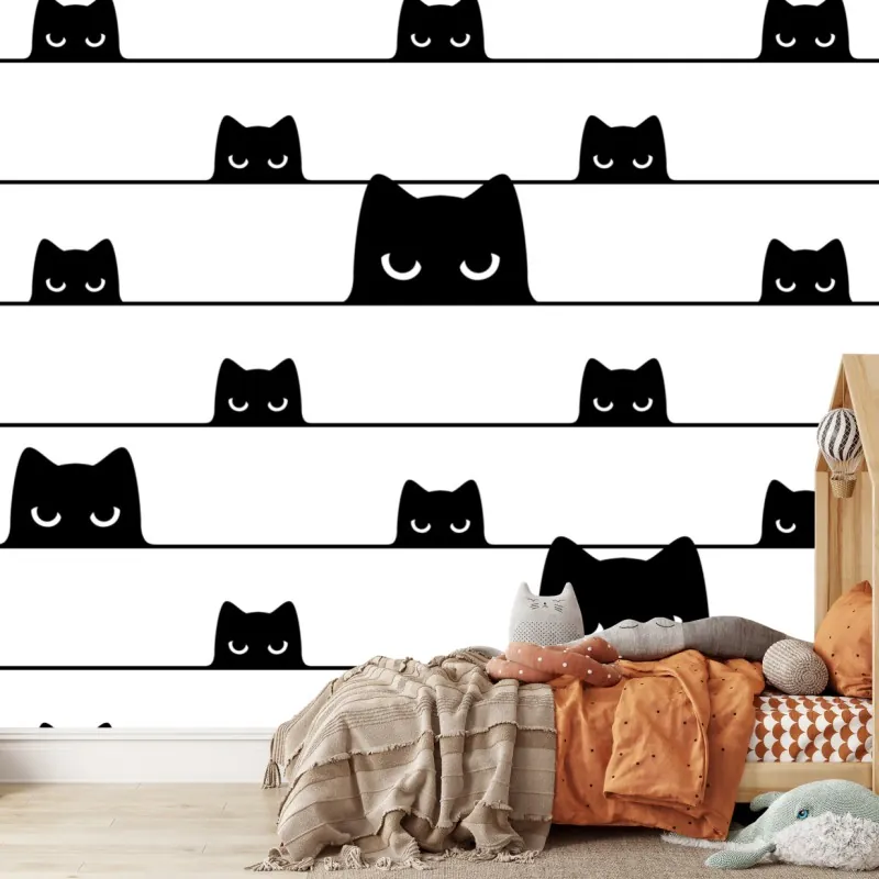 Fototapeta figlarne koty wyglądające zza pasków