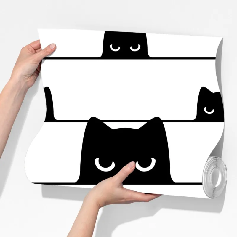Fototapeta figlarne koty wyglądające zza pasków – Wallissimo® Fototapeta figlarne koty wyglądające zza pasków – Wallissimo®