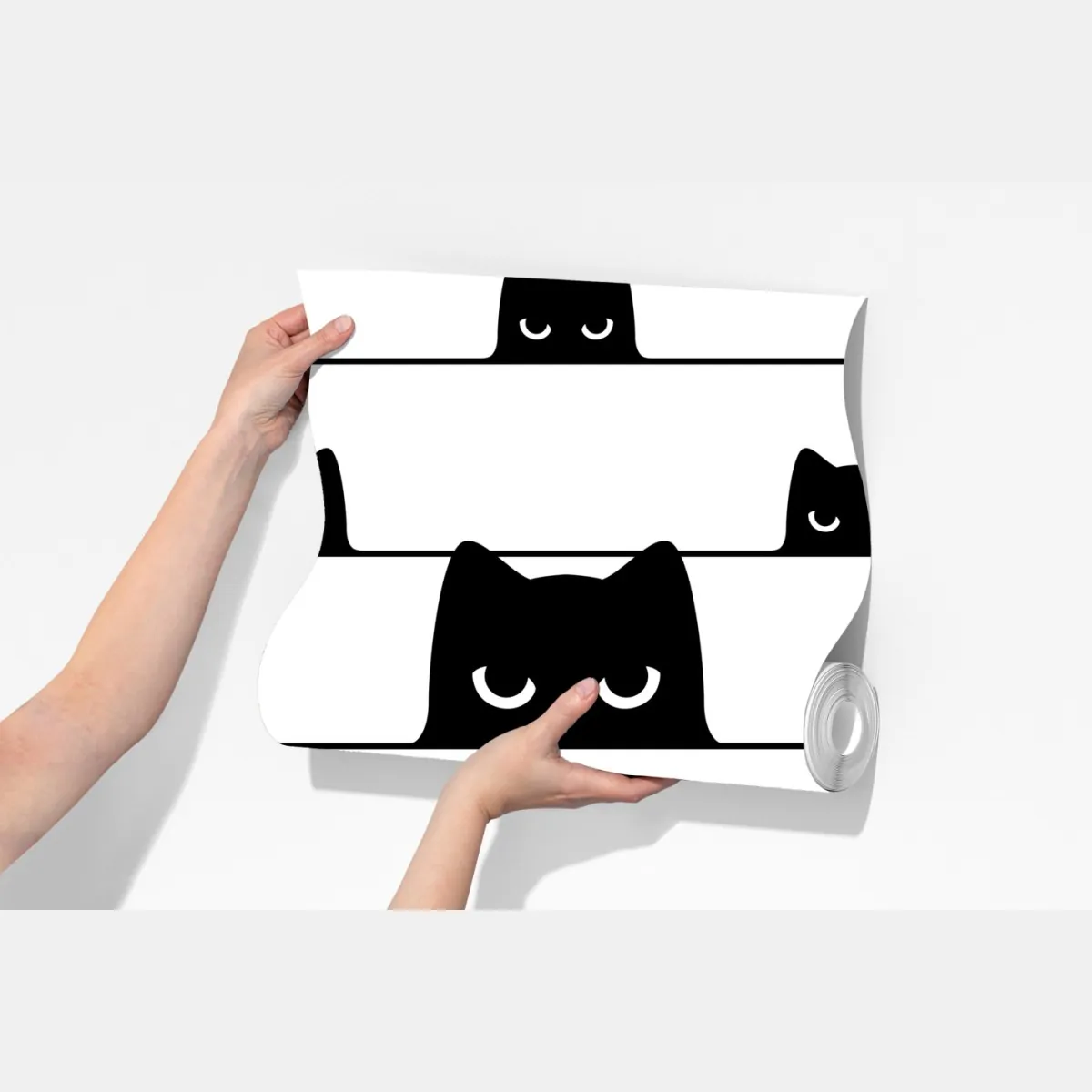 Fototapeta figlarne koty wyglądające zza pasków – Wallissimo® Fototapeta figlarne koty wyglądające zza pasków – Wallissimo®