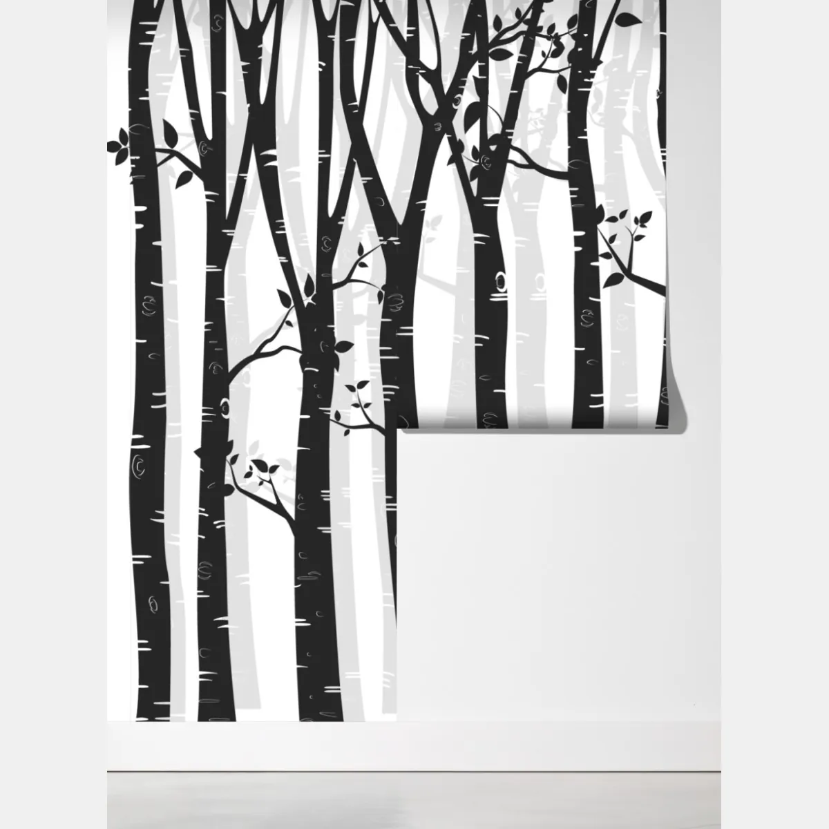 Fototapeta monochromatyczny las brzóz – Wallissimo® Fototapeta monochromatyczny las brzóz – Wallissimo®