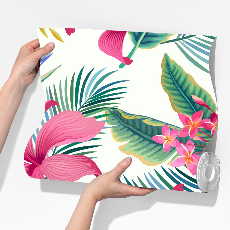 Fototapeta tropikalny botaniczny wzór kwiatowy – Wallissimo® Fototapeta tropikalny botaniczny wzór kwiatowy – Wallissimo®