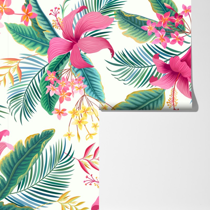 Fototapeta tropikalny botaniczny wzór kwiatowy – Wallissimo® Fototapeta tropikalny botaniczny wzór kwiatowy – Wallissimo®