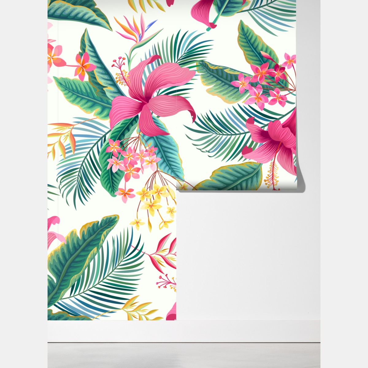 Fototapeta tropikalny botaniczny wzór kwiatowy – Wallissimo® Fototapeta tropikalny botaniczny wzór kwiatowy – Wallissimo®