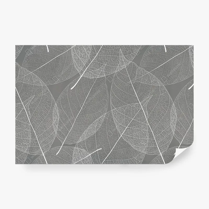 Fototapeta delikatny wzór liści w odcieniach szarości