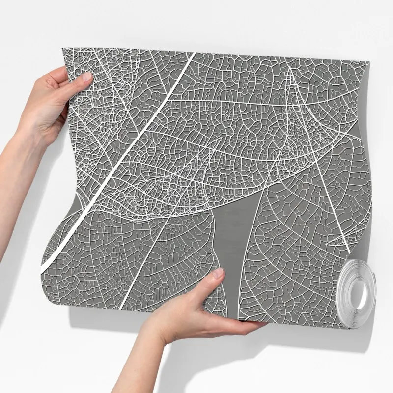 Fototapeta delikatny wzór liści w odcieniach szarości – Wallissimo® Fototapeta delikatny wzór liści w odcieniach szarości – Wallissimo®