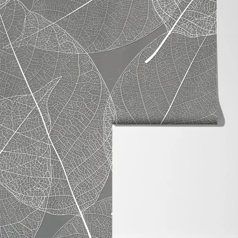 Fototapeta delikatny wzór liści w odcieniach szarości – Wallissimo® Fototapeta delikatny wzór liści w odcieniach szarości – Wallissimo®