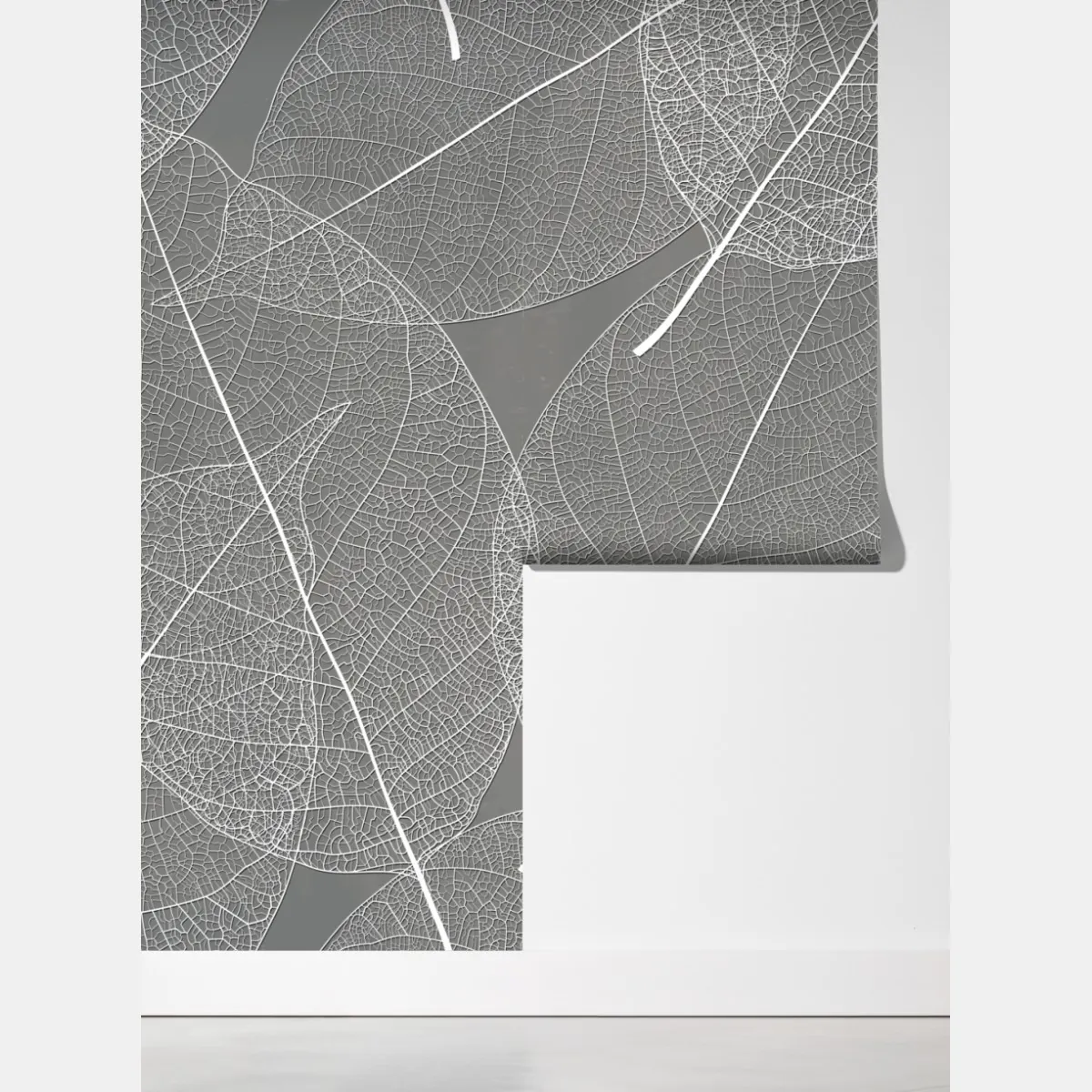 Fototapeta delikatny wzór liści w odcieniach szarości – Wallissimo® Fototapeta delikatny wzór liści w odcieniach szarości – Wallissimo®