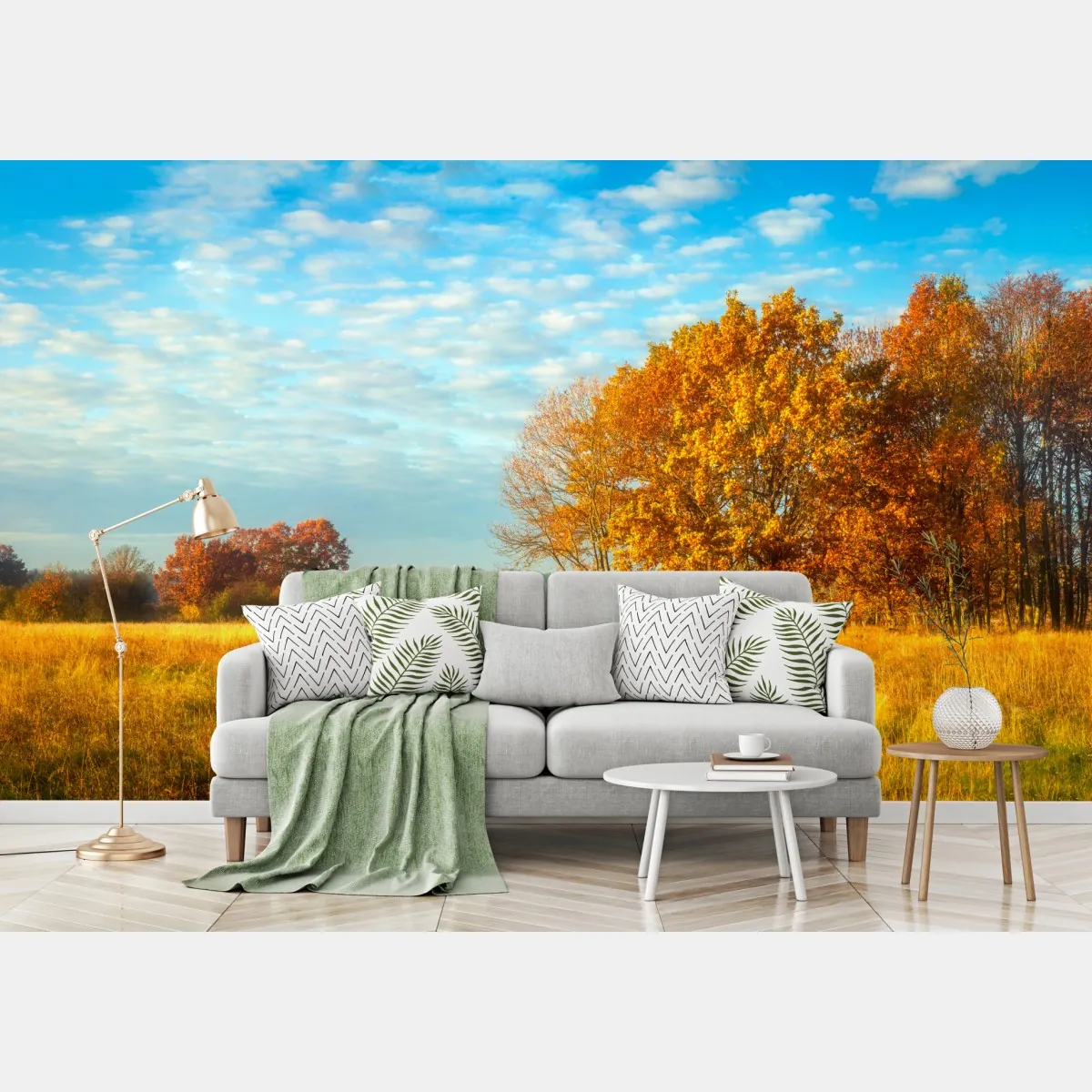 Fototapeta złota jesienna łąka – Wallissimo® Fototapeta złota jesienna łąka – Wallissimo®