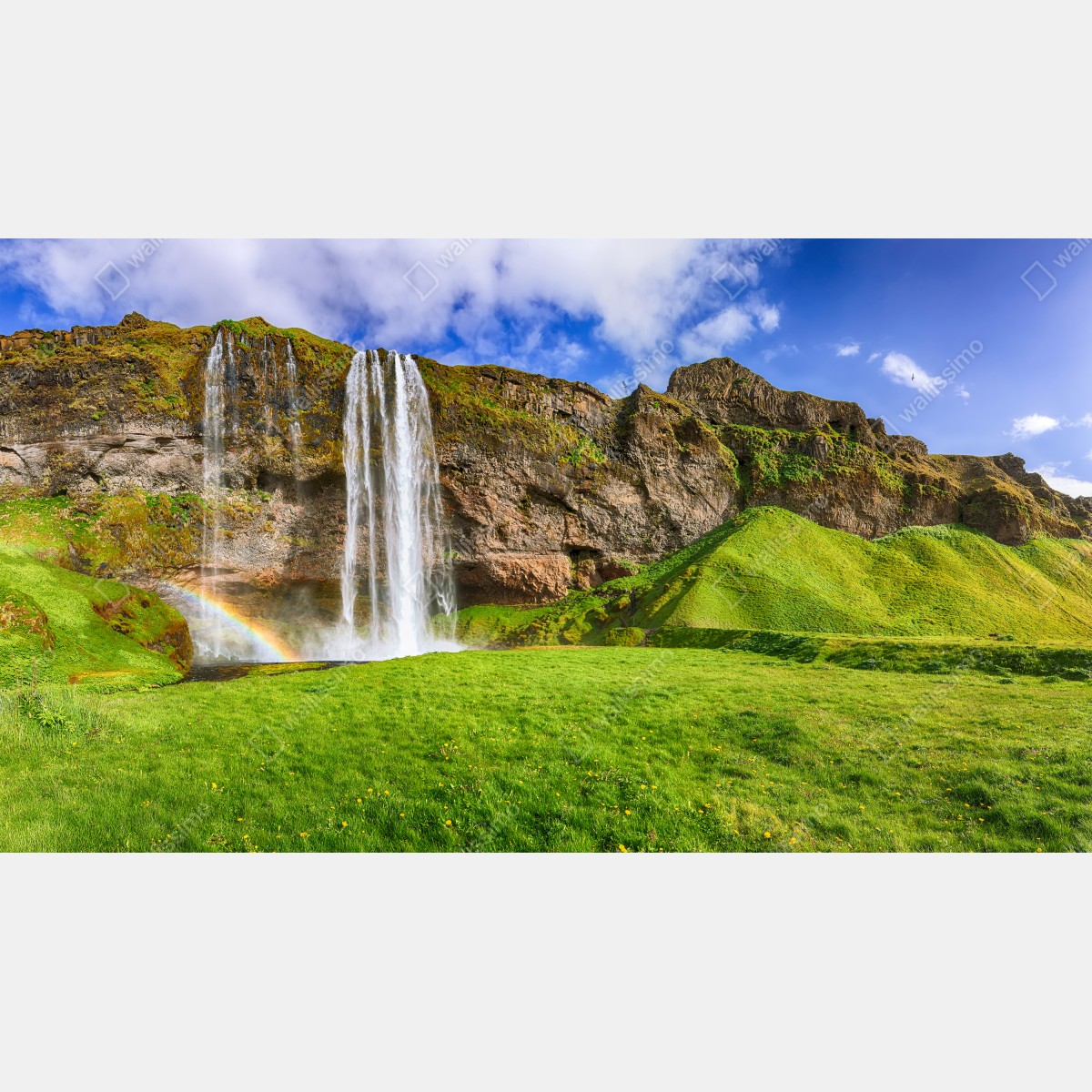 Fototapeta Seljalandsfoss panorama wodospadu – Wallissimo® Fototapeta Seljalandsfoss panorama wodospadu – Wallissimo®