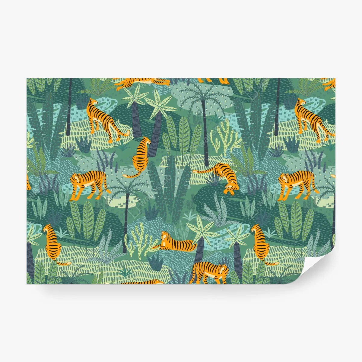 Fototapeta tygrysy w tropikalnej dżungli – Wallissimo® Fototapeta tygrysy w tropikalnej dżungli – Wallissimo®