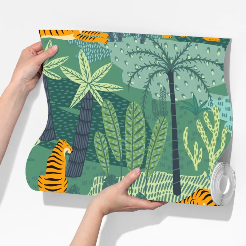 Fototapeta tygrysy w tropikalnej dżungli – Wallissimo® Fototapeta tygrysy w tropikalnej dżungli – Wallissimo®