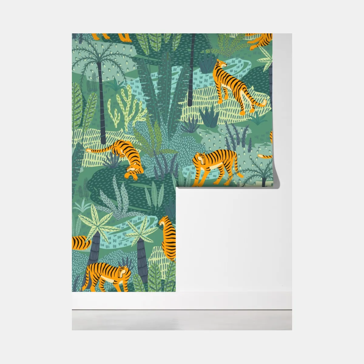 Fototapeta tygrysy w tropikalnej dżungli – Wallissimo® Fototapeta tygrysy w tropikalnej dżungli – Wallissimo®