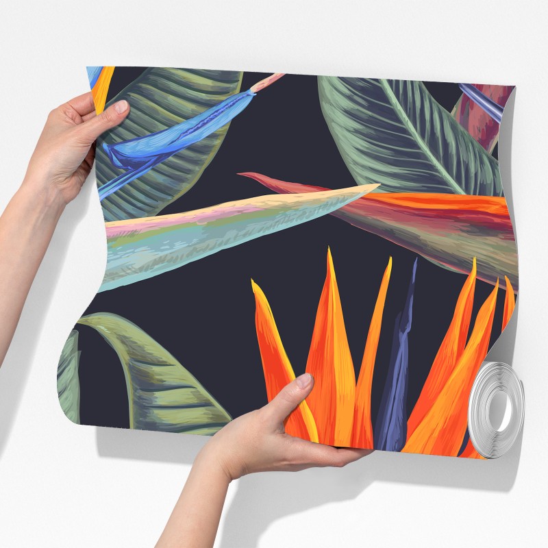 Fototapeta tropikalny wzór ze strelicjami – Wallissimo® Fototapeta tropikalny wzór ze strelicjami – Wallissimo®