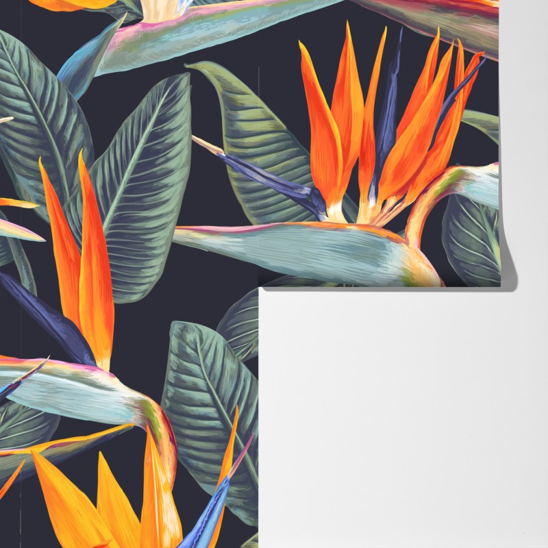 Fototapeta tropikalny wzór ze strelicjami – Wallissimo® Fototapeta tropikalny wzór ze strelicjami – Wallissimo®