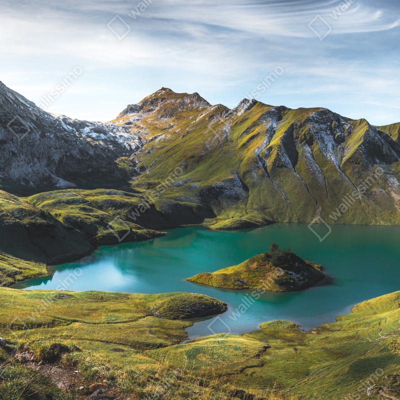 Fototapeta turkusowe jezioro w Schrecksee, Bawaria – Wallissimo® Fototapeta turkusowe jezioro w Schrecksee, Bawaria – Wallissimo®