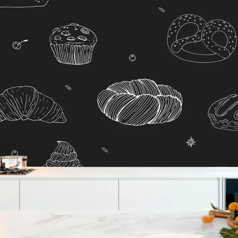 Fototapeta wzór wypieków na czarnym tle