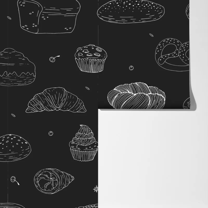 Fototapeta wzór wypieków na czarnym tle – Wallissimo® Fototapeta wzór wypieków na czarnym tle – Wallissimo®