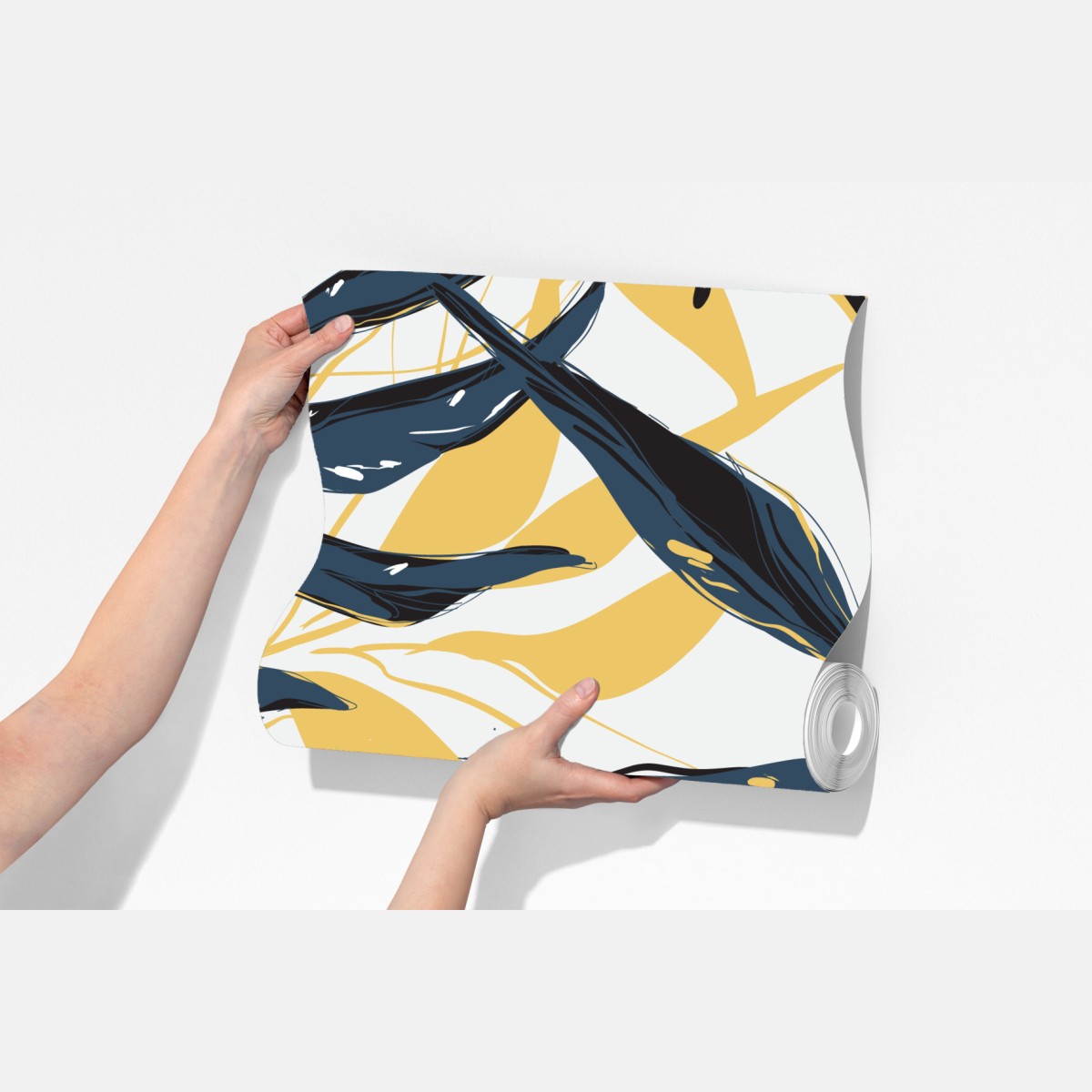 Fototapeta granatowo-złoty botaniczny wzór liści – Wallissimo® Fototapeta granatowo-złoty botaniczny wzór liści – Wallissimo®