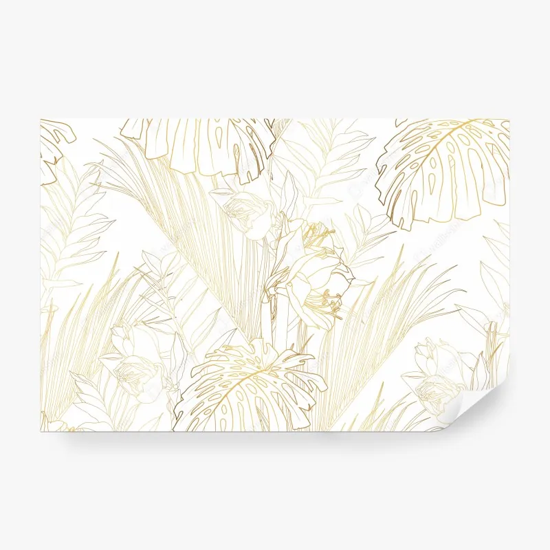 Fototapeta złote tropikalne liście