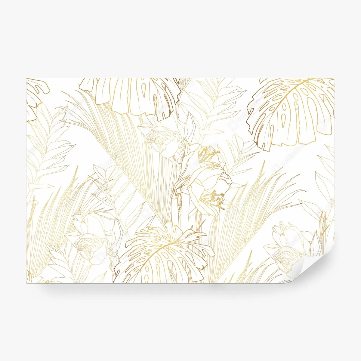 Fototapeta złote tropikalne liście – Wallissimo® Fototapeta złote tropikalne liście – Wallissimo®