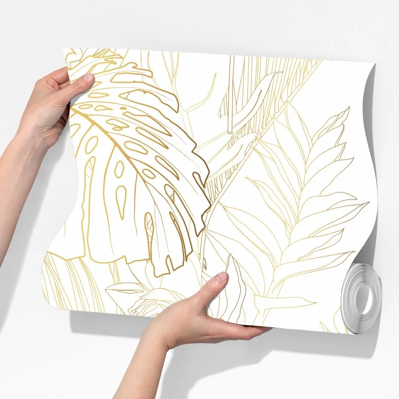 Fototapeta złote tropikalne liście – Wallissimo® Fototapeta złote tropikalne liście – Wallissimo®