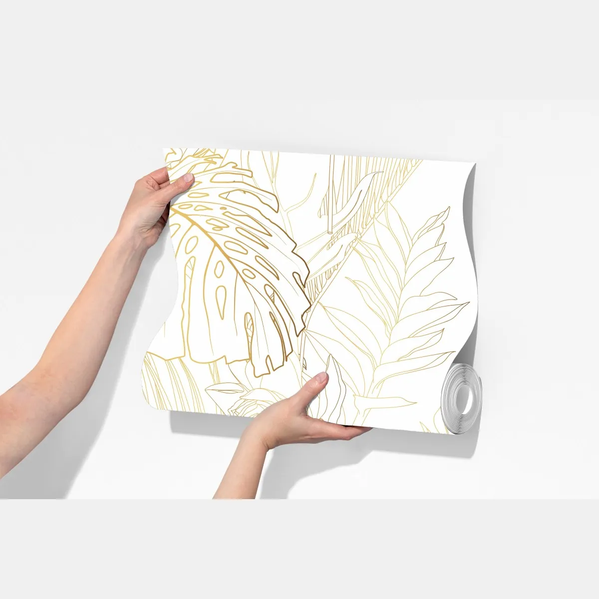 Fototapeta złote tropikalne liście – Wallissimo® Fototapeta złote tropikalne liście – Wallissimo®