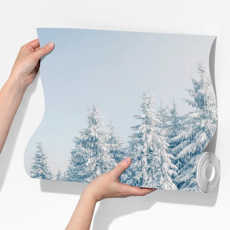 Fototapeta zimowa panorama lasu z zaśnieżonymi jodłami – Wallissimo® Fototapeta zimowa panorama lasu z zaśnieżonymi jodłami – Wallissimo®