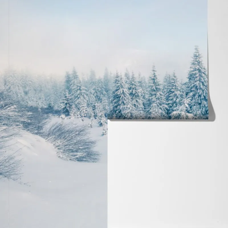 Fototapeta zimowa panorama lasu z zaśnieżonymi jodłami – Wallissimo® Fototapeta zimowa panorama lasu z zaśnieżonymi jodłami – Wallissimo®